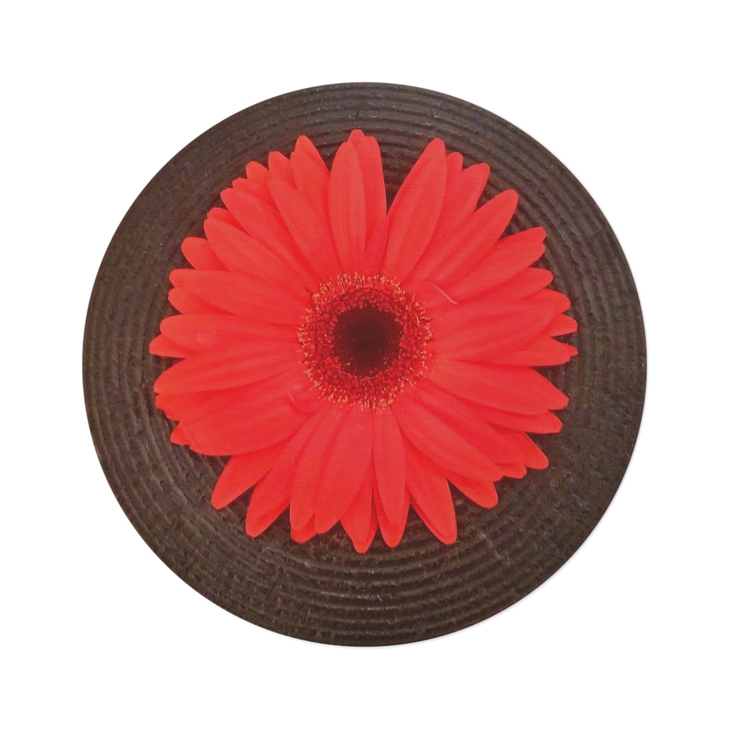 Red Bloom Round Rug