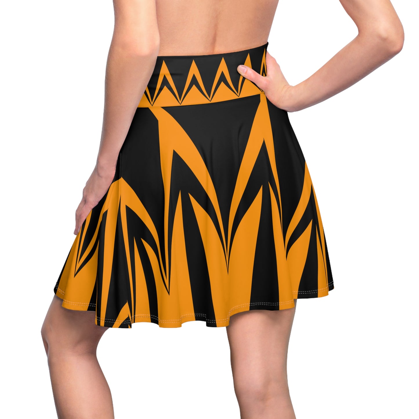 Women's Skater Skirt - Tiger Team Geometric Print