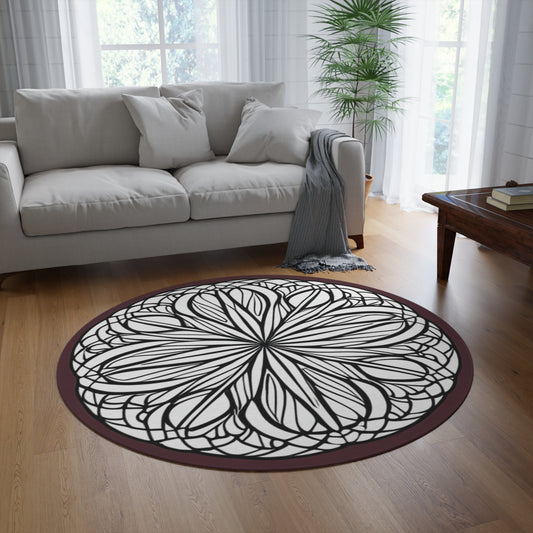 Round Rug - Complex Geometric Design - Deep Neutral