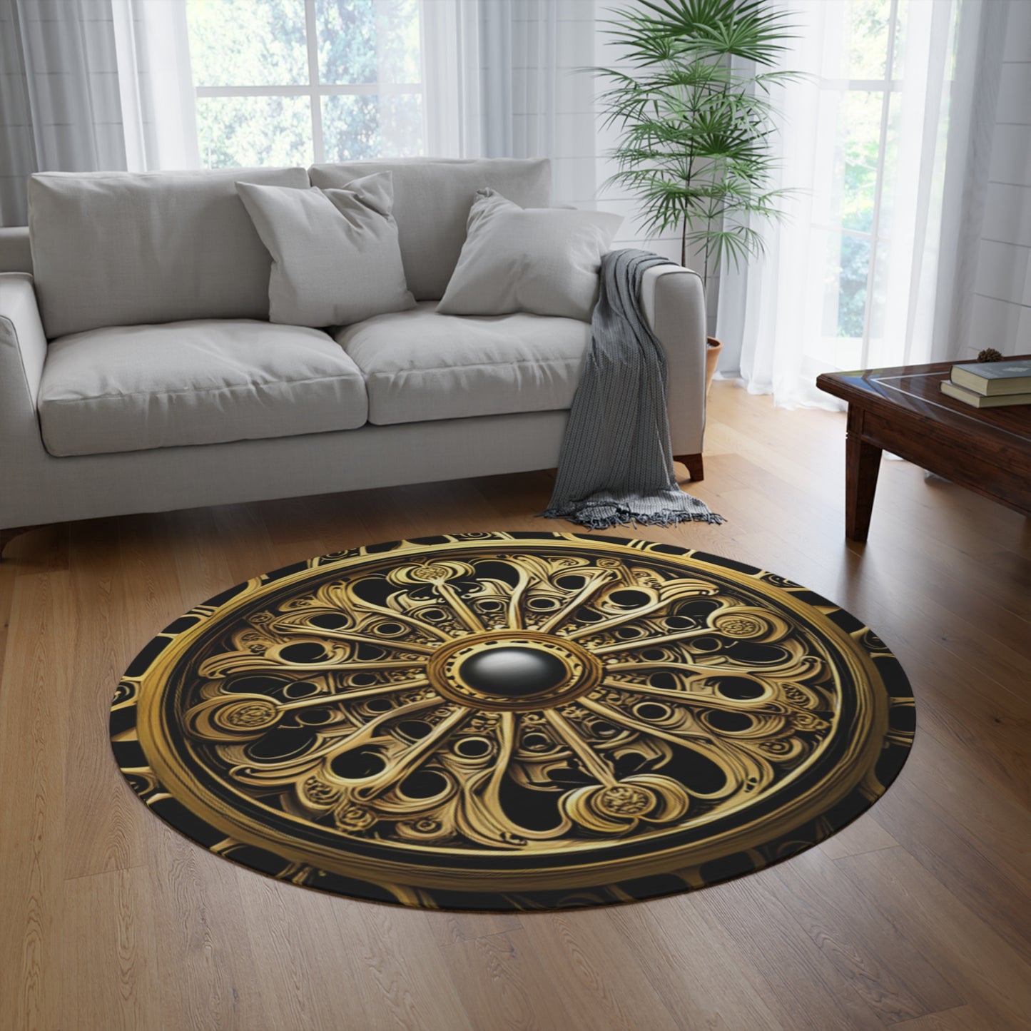 Gold Baroque  -Round Rug