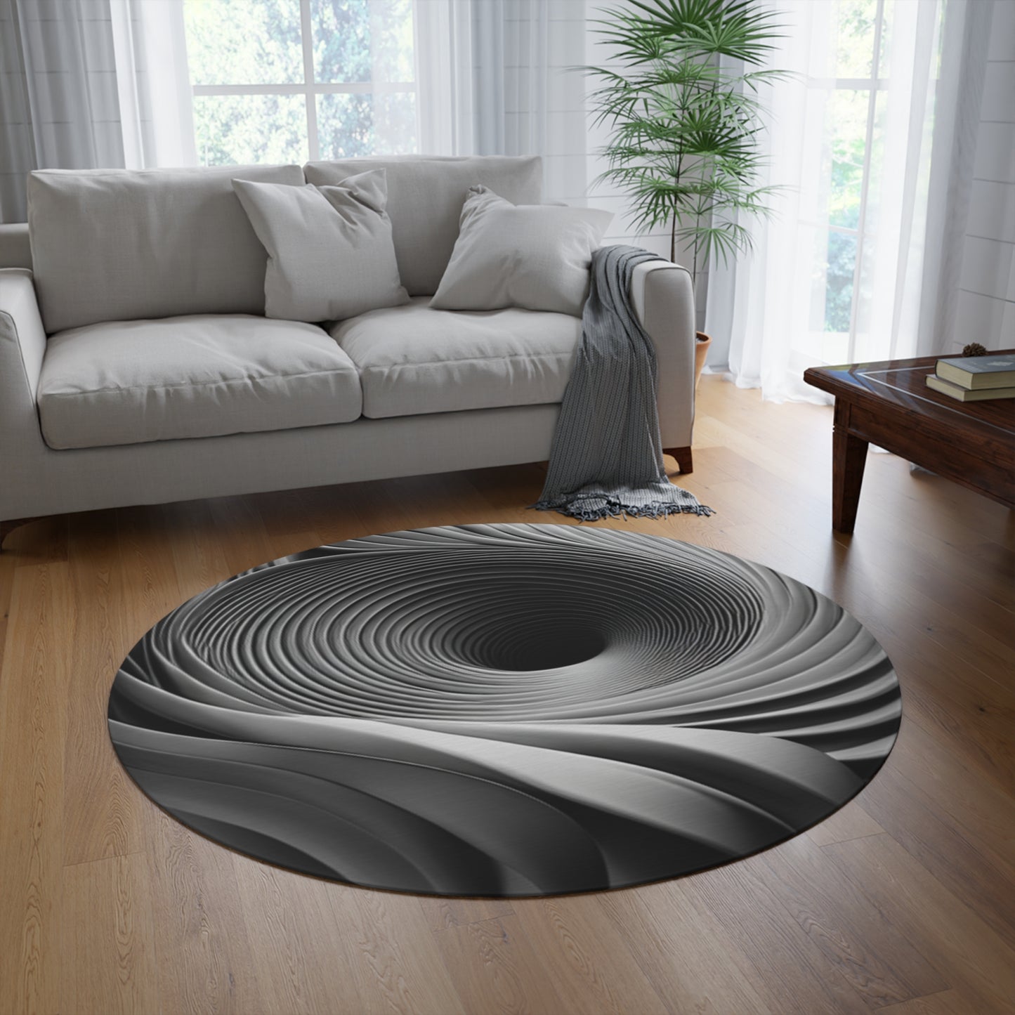 Grey Vortex - Round Rug