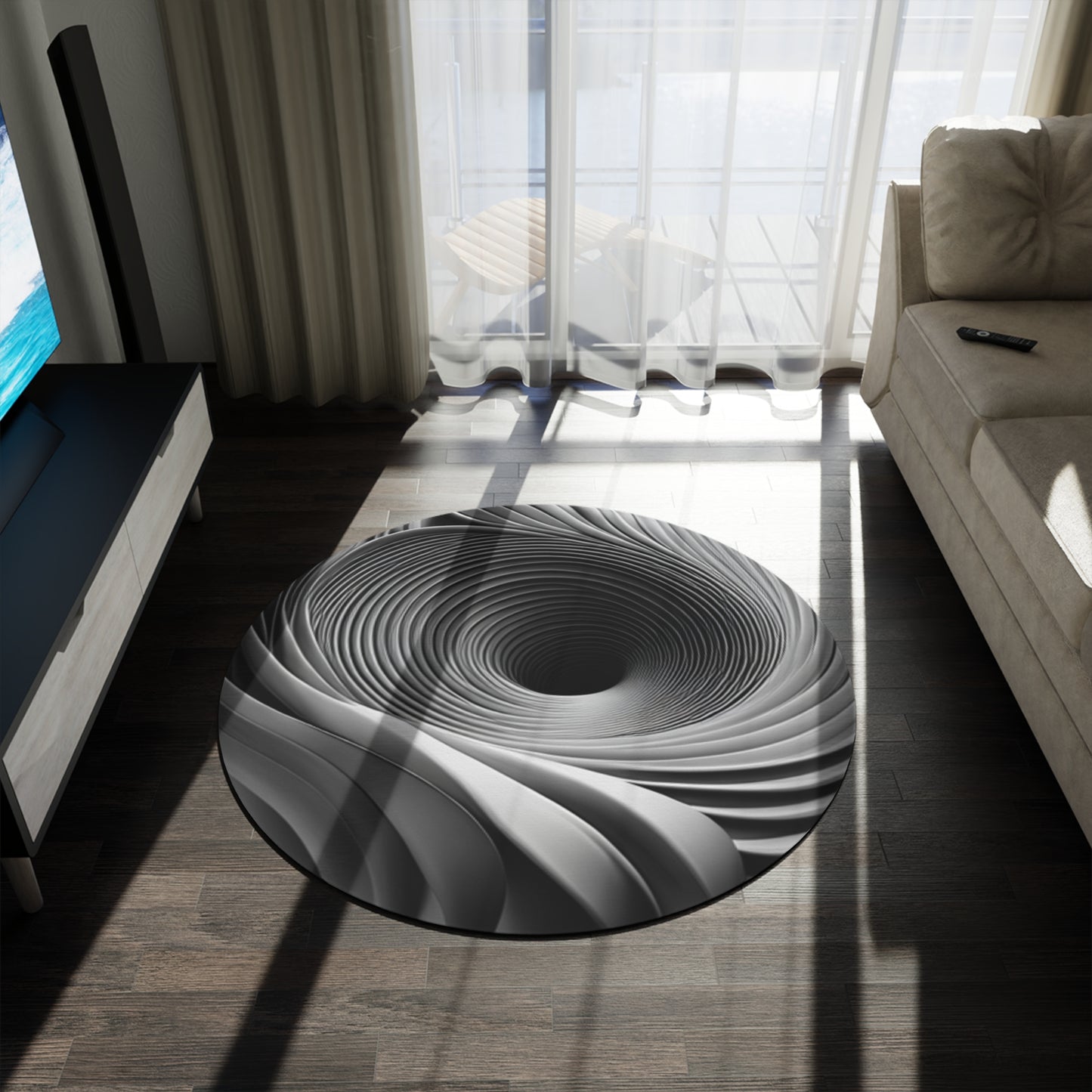 Grey Vortex - Round Rug