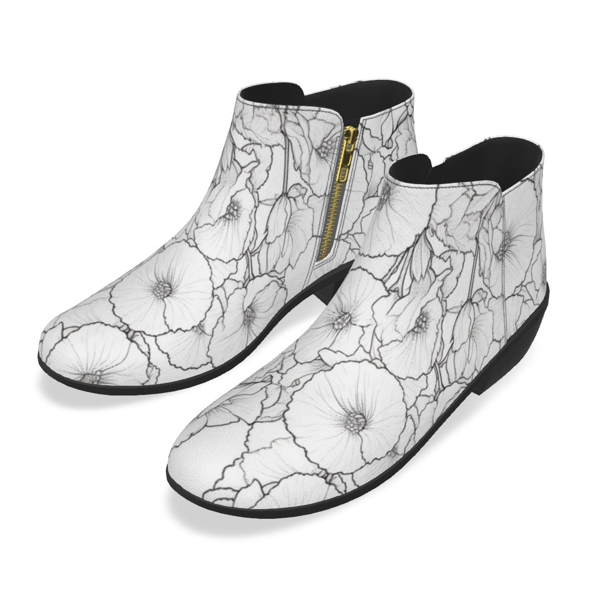 White Flowers - Women's Fashion Boots