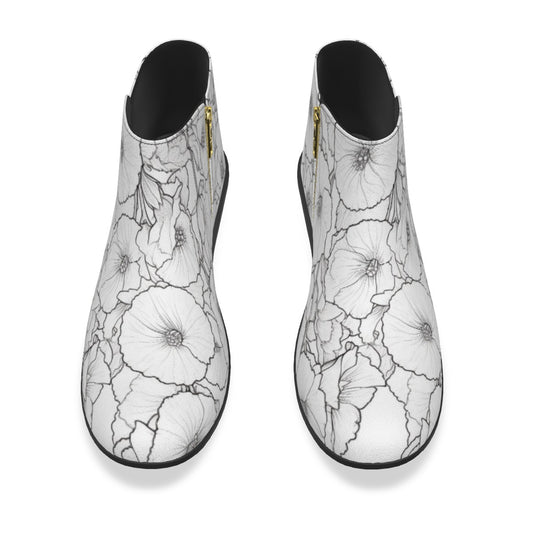 White Flowers - Women's Fashion Boots