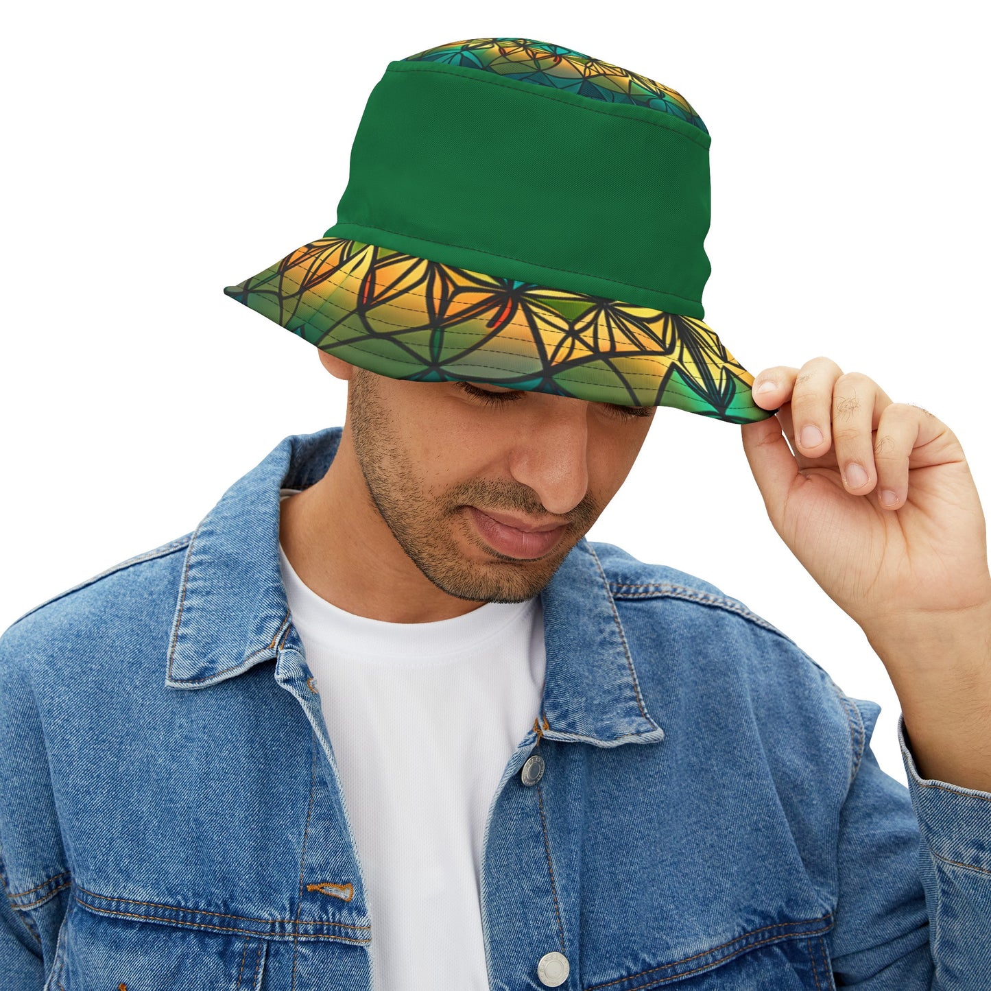 Bucket Hat - Jungle Green Geometry