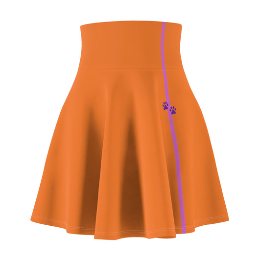 Women's Skater Skirt - Paw Stripe - Orange