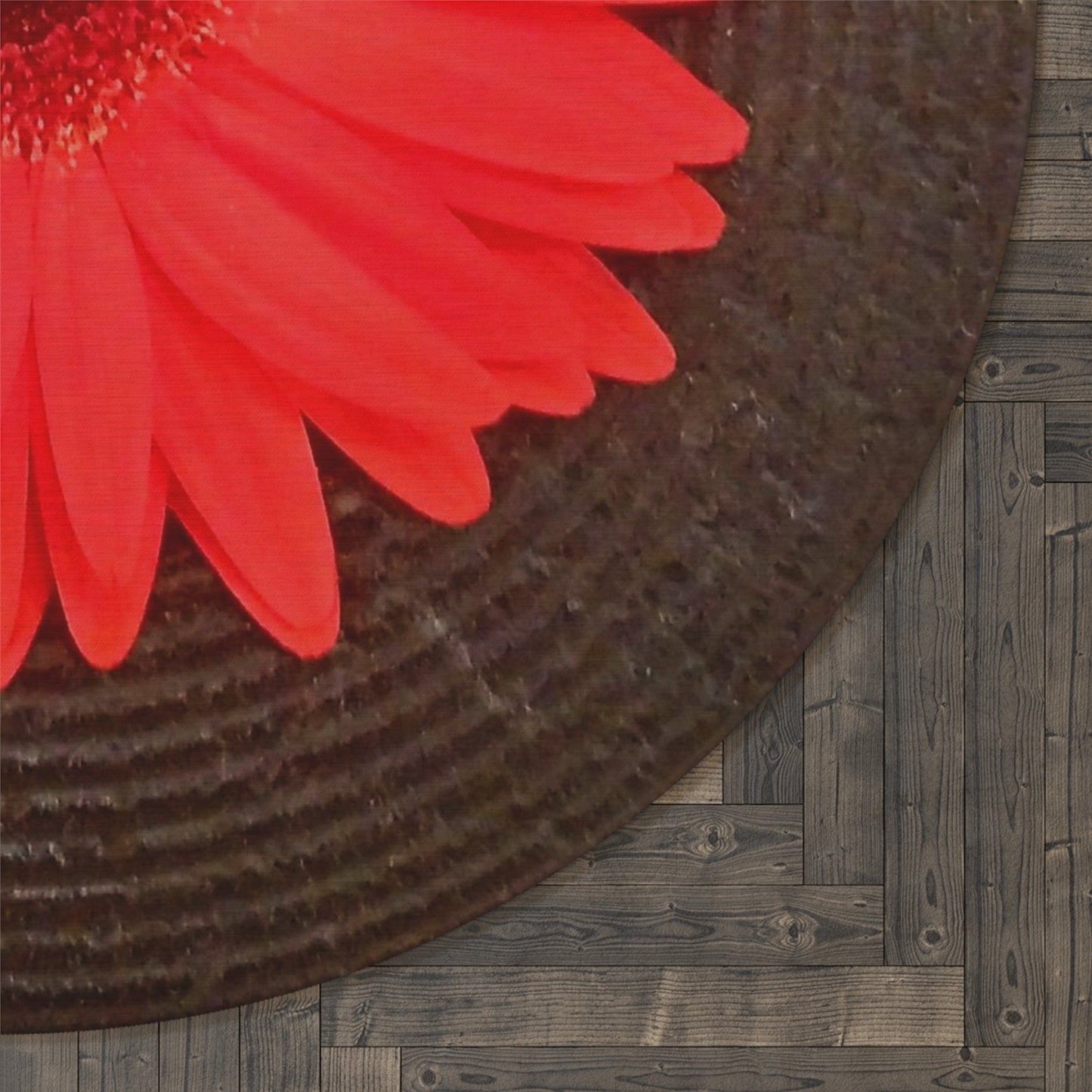 Red Bloom Round Rug