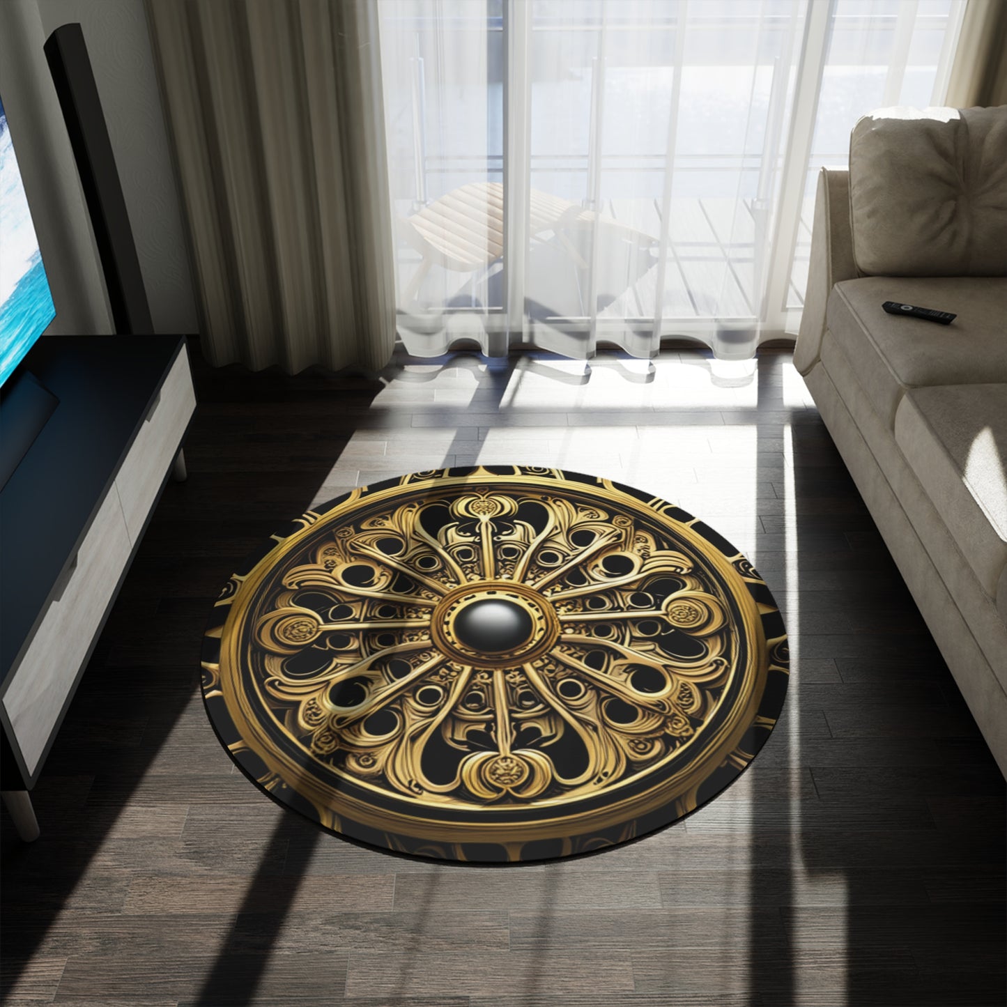 Gold Baroque  -Round Rug