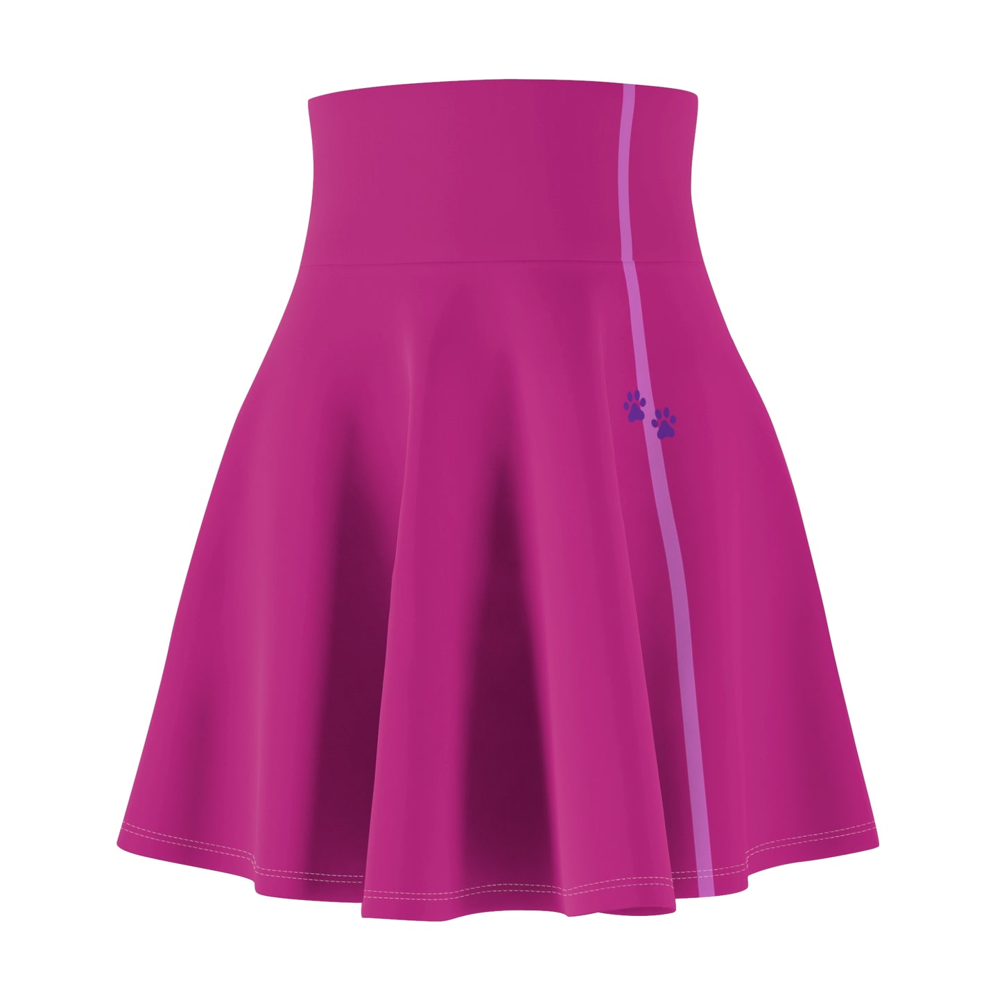 Women's Skater Skirt - Paw Stripe - Dark Pink