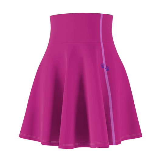 Women's Skater Skirt - Paw Stripe - Dark Pink