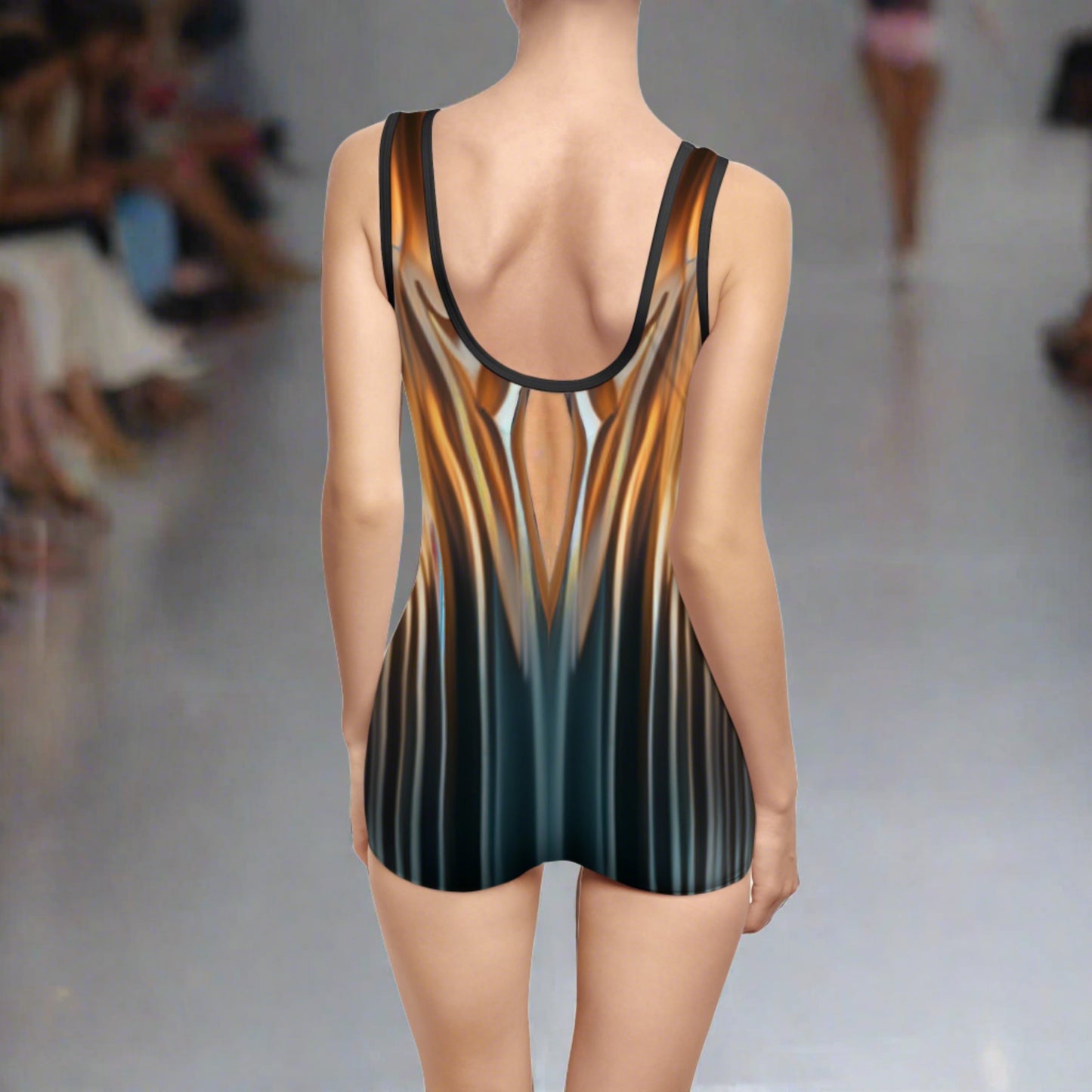 Women's Vintage Style Swimsuit - Metallic Ripple