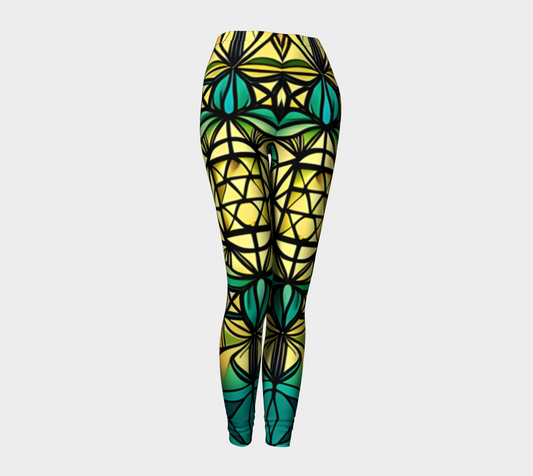 Fashion Leggings - Green Geometry