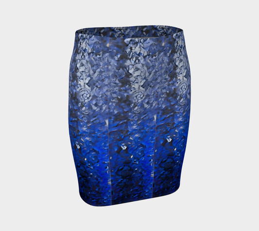 Fitted Skirt- Blue Waves